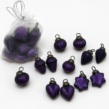 Purple 1" Mouth-Blown Glass Baubles (Bag of 12)